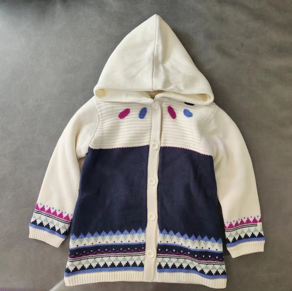 CATIMINI Toddler Girls' Patterned knit  Hooded Cardigan - Picture 2 of 6